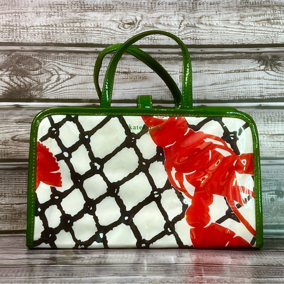 RARE Kate Spade Small Manuela Travel Cosmetic Case in Cape Cod Lobster Netting - Picture 1 of 16